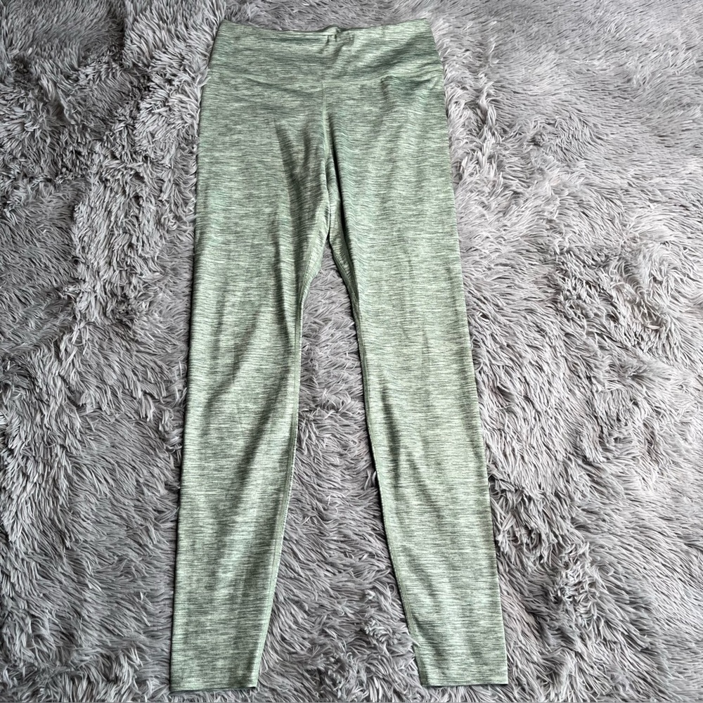 Nike Workout Leggings Womens Medium Pocket Heather Green Logo Swoosh